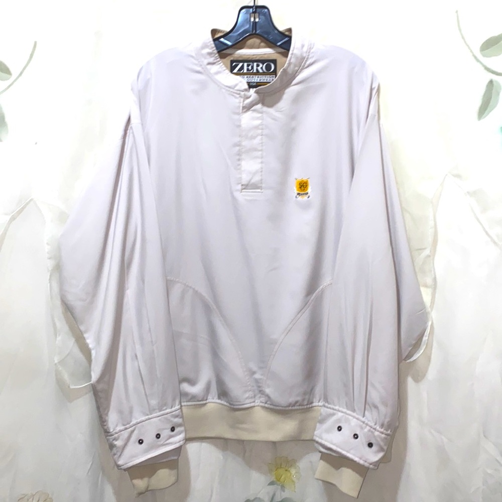 MEN ZERO RESTRICTION GOLF OUTERWEAR CREAM SNAPS HENLEY STYLE SZ L